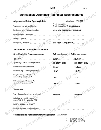 Взрыв-схема холодильника Aeg ARC2749-4GS - Схема узла Technical features